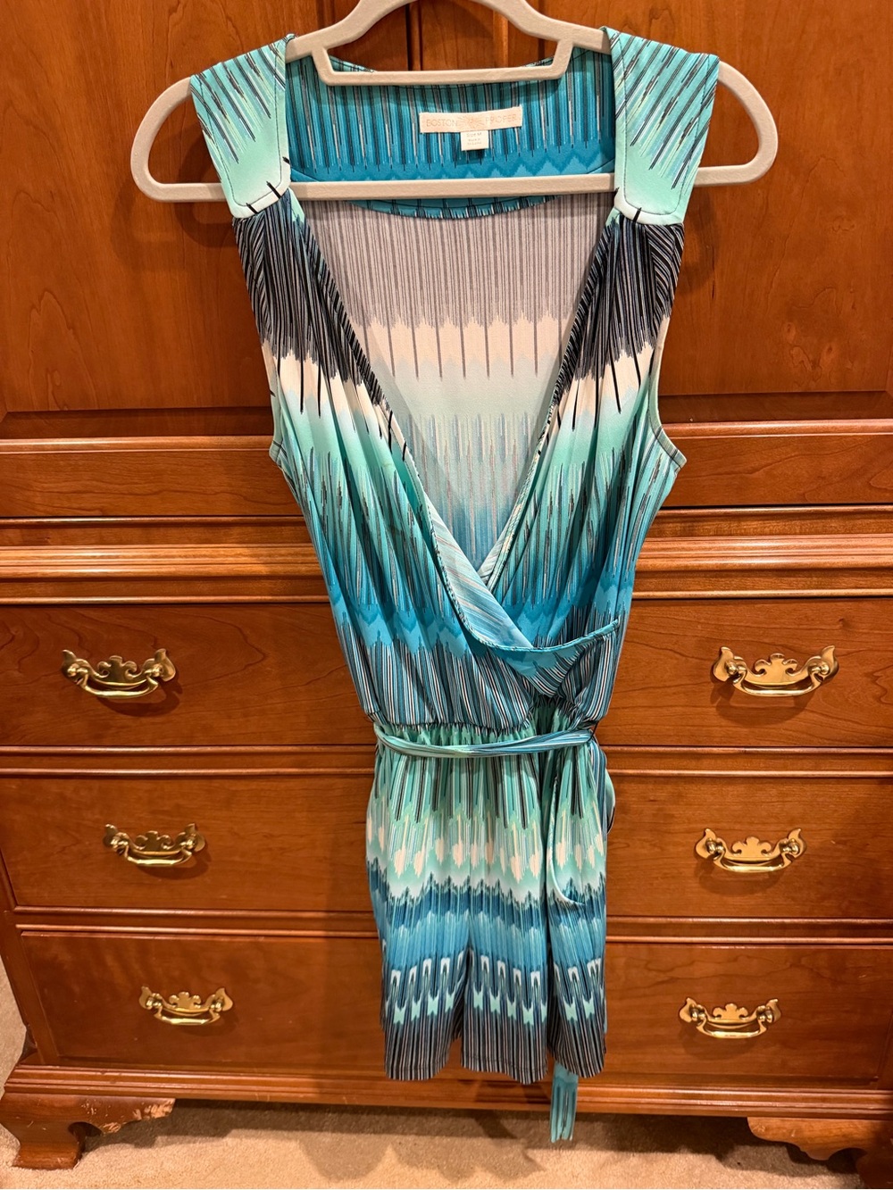 Boston Proper Teal & Blue Sleeveless Girls One-Piece Romper